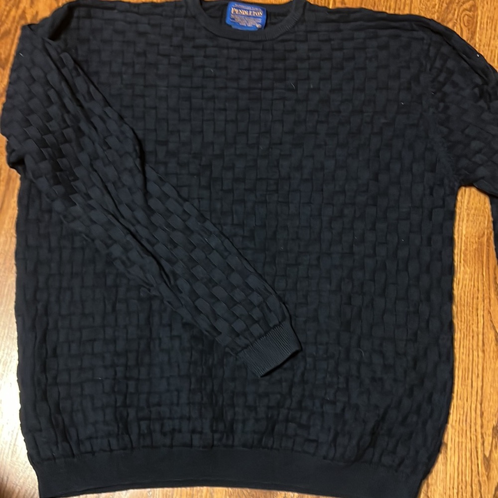 Pendleton basketweave cotton knit sweater crewneck men’s XL